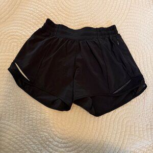 Black Lululemon Hotty Hot High-Rise Lined Short 4"